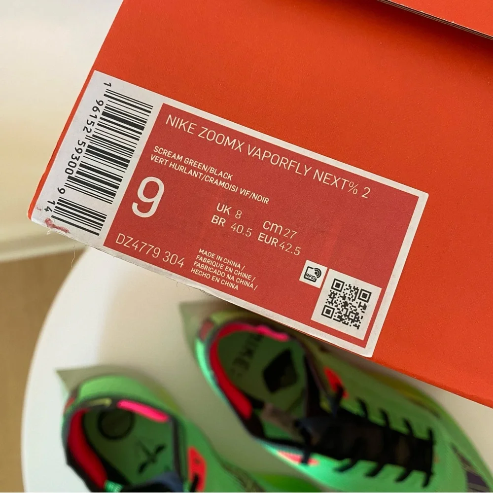 Nike ZoomMX Vaporfly Next% 2 Scream Green/Black Size 9 (DZ4779 304)